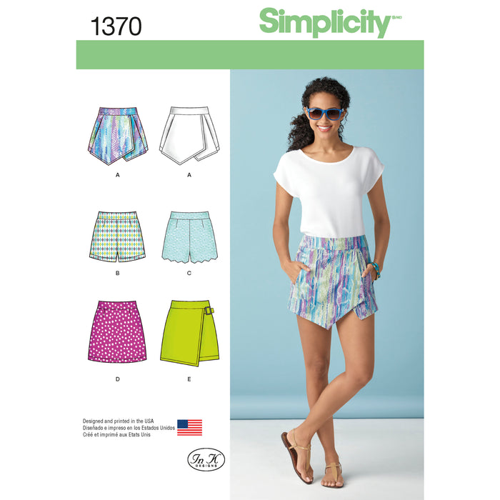 1370 Misses' Shorts, Skort and Skirt. Size: 30-46
