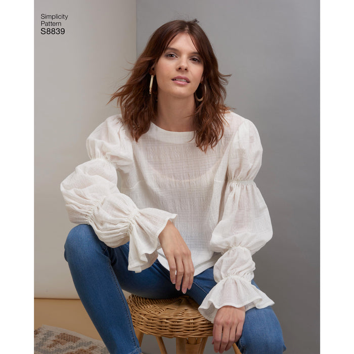 S8839 Misses' Pullover Tunics and Tops. Size: 32-48