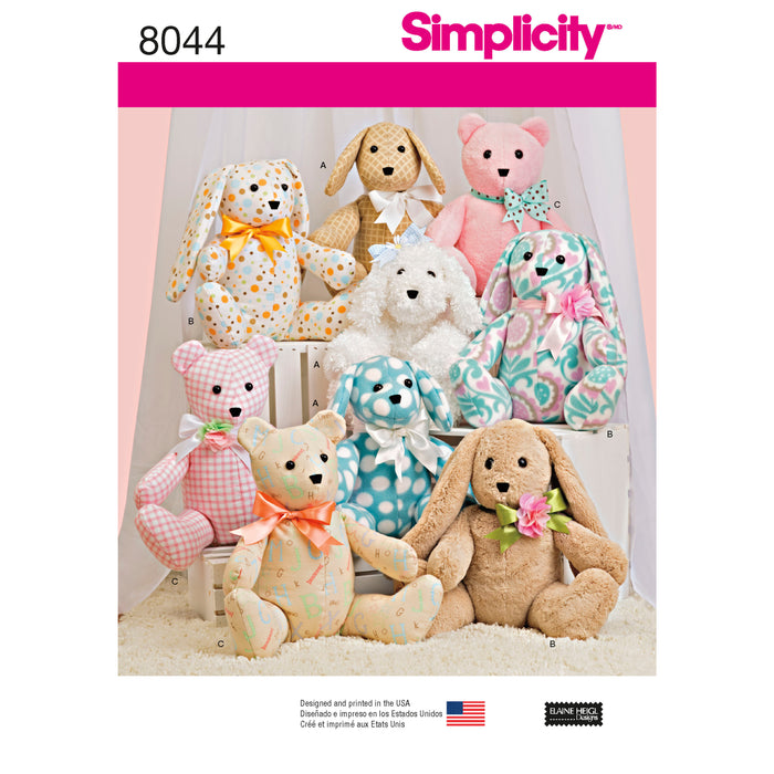 8044 Two-Pattern Piece Stuffed Animals. Size: One Size