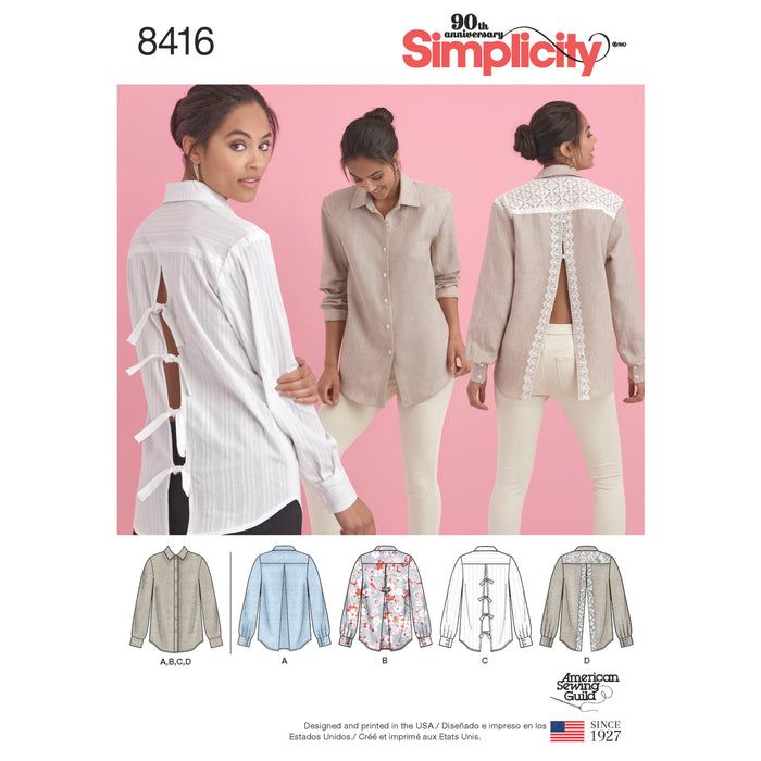 8416 Misses' Shirt with Back Variations. Size: 32-50