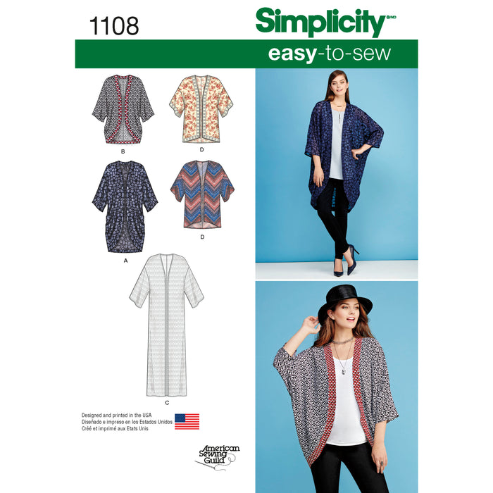 1108 Misses' Kimonos in Different Styles. Size: XXS-XXL (30-52)