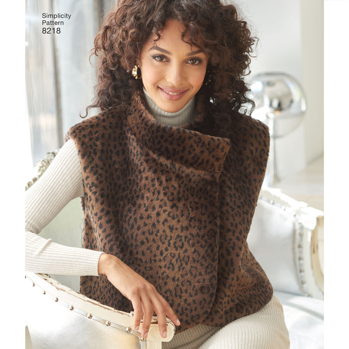 8218 Misses' Easy-to-Sew Jackets and Vest. Size: XS-XL (32-50)