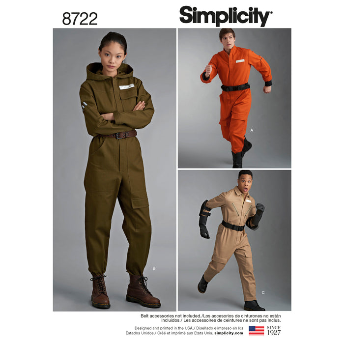 8722 Misses', Men's, and Teens' Costumes. Size: XS-XL