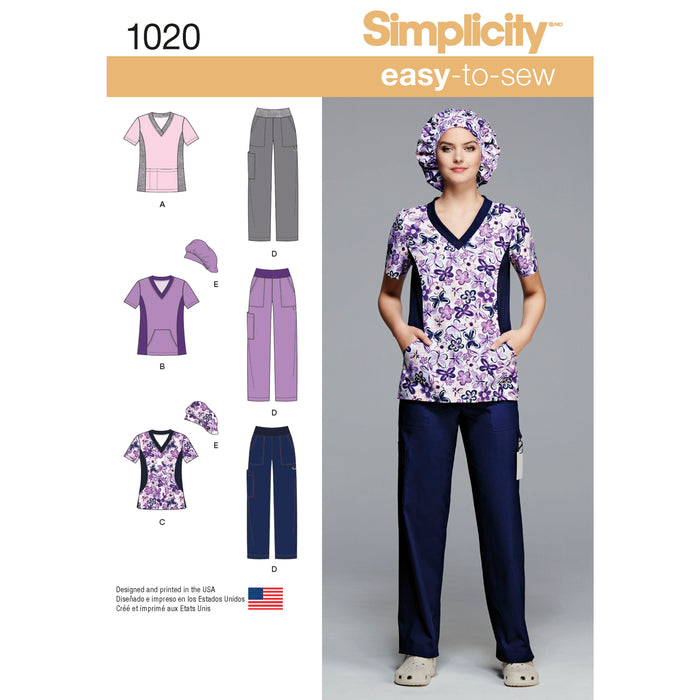 1020 Misses' and Plus Size Scrubs. Size 36-54