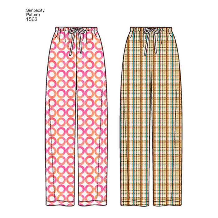 1563 Misses' Men's and Teens' Lounge Wear. Size: XS-XL