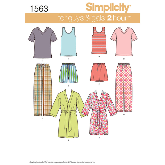 1563 Misses' Men's and Teens' Lounge Wear. Size: XS-XL