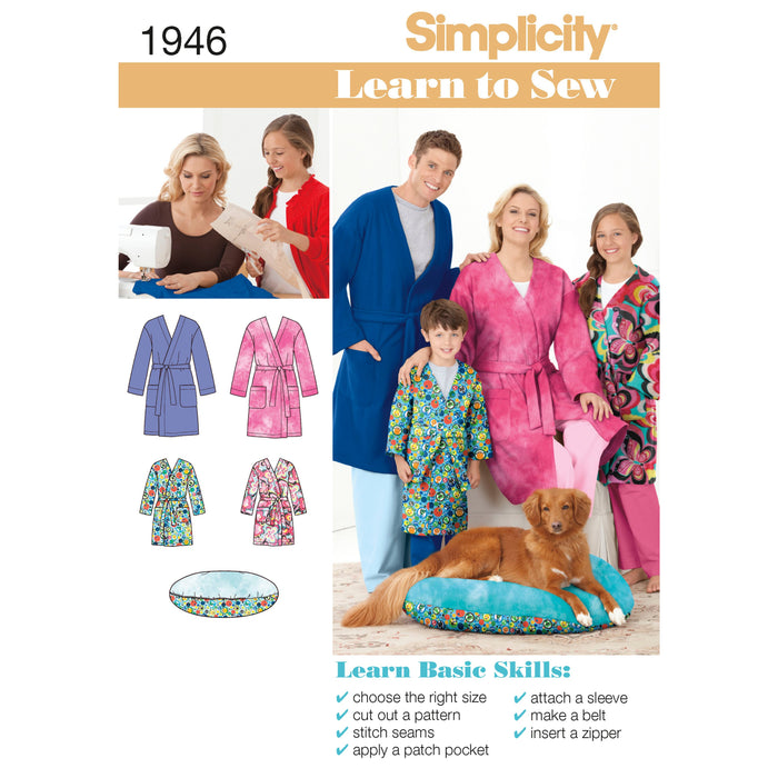 1946 Learn to Sew Child's Teen's & Adults' Robe. Size: Kid´s XS-L (4-16 y) / Adults XS-XL