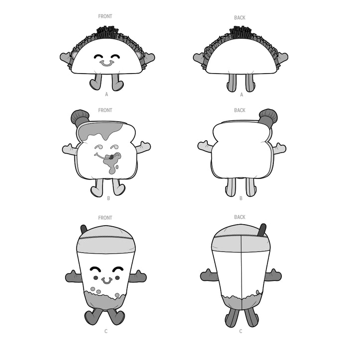 S9667 Plush Taco, Toast and Bubble Tea by Carla Reiss