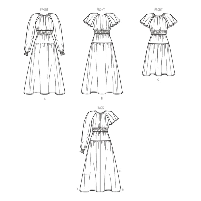S9678 Misses' Dress with Sleeve and Length Variations