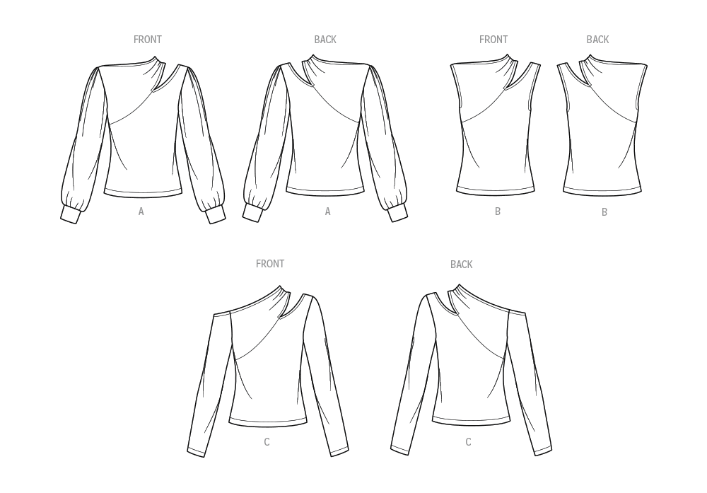 S9679 Misses' Knit Top with Sleeve Variations
