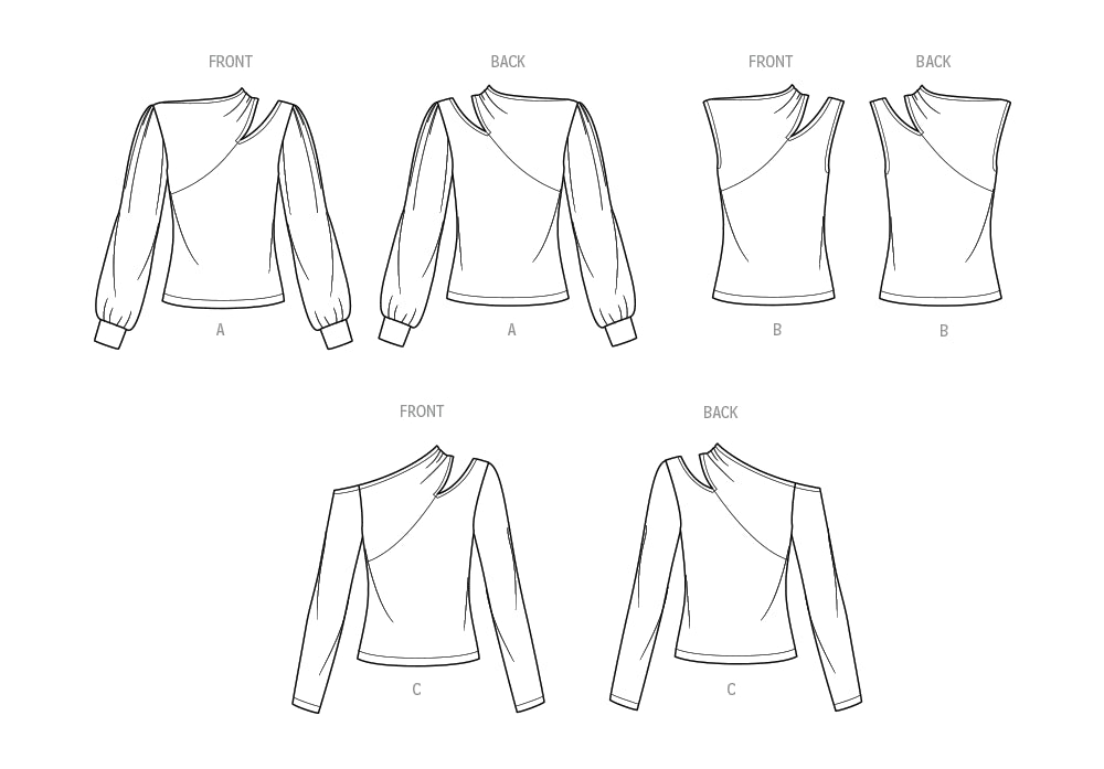 S9680 Women's Knit Top with Sleeve Variations