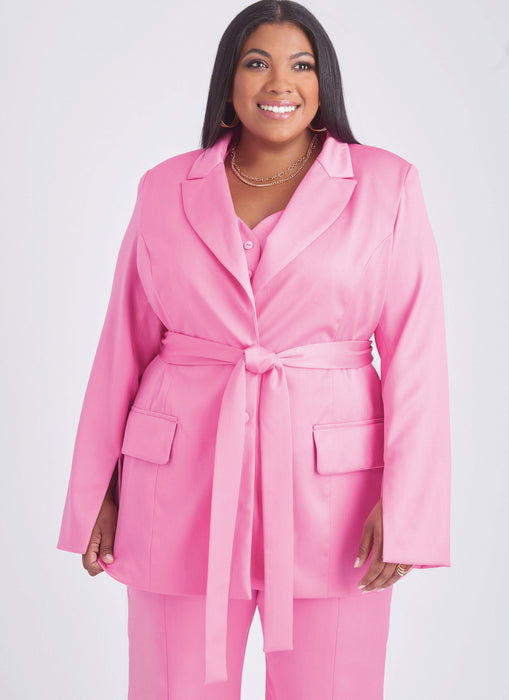 S9688 Misses' and Women's Jacket with Tie Belt