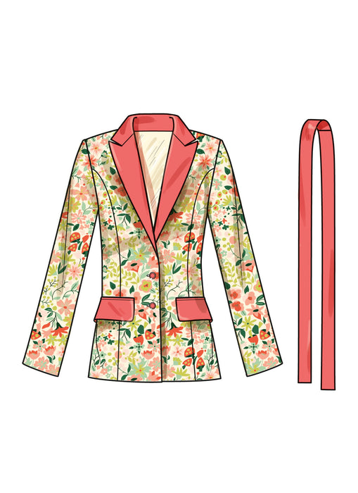 S9688 Misses' and Women's Jacket with Tie Belt
