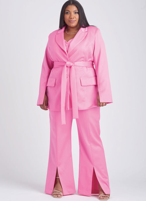 S9688 Misses' and Women's Jacket with Tie Belt