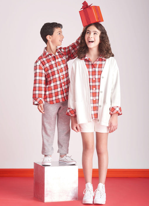 S9691 Girls', Boys' and Adults' Lounge Shirt, Cardigan, Shorts and Joggers