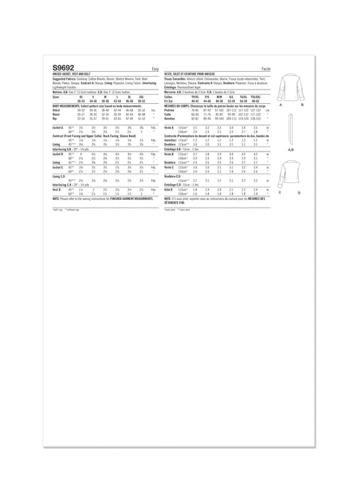 S9692 Unisex Jacket, Vest, and Belt