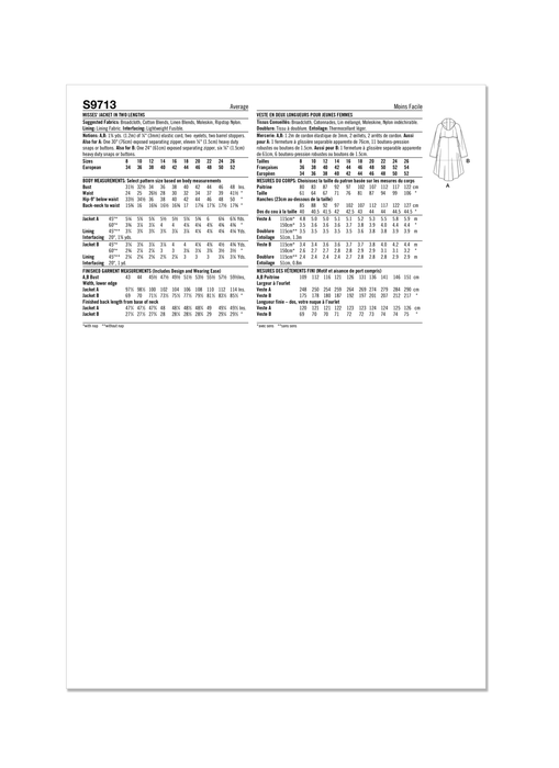 S9713 Misses' Jacket in Two Lengths