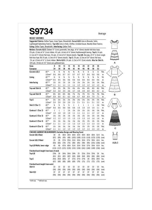 S9734 Misses' Costumes by Andrea Schewe Designs