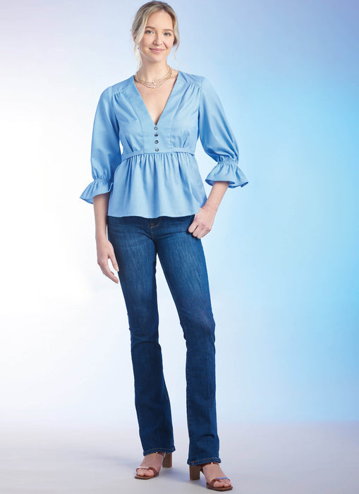 S9748 Misses' Top with Sleeve Variations