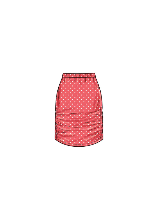 S9757 Misses' Knit Top and Skirt in Two Lengths