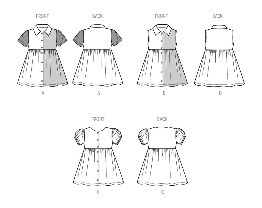 S9760 Toddlers' Dress with Sleeve Variations