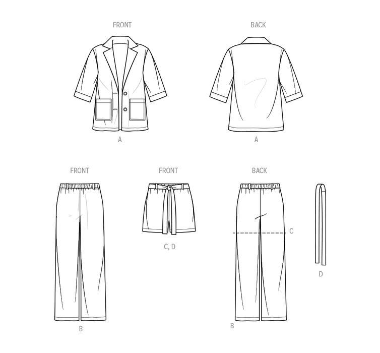 S9762 Children's and Girls' Jacket, Pants and Shorts