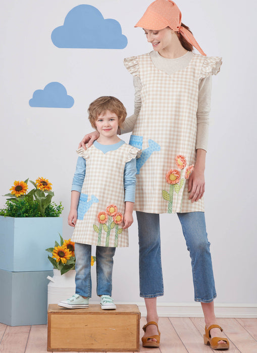 S9767 Children's and Misses' Wrap Around Apron and Scarf Hat by Ruby Jean's Closet