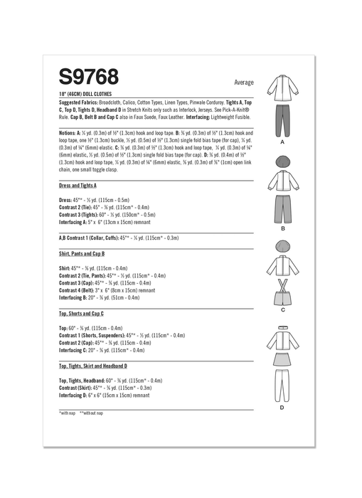 S9768 18" Doll Clothes by Elaine Heigl Designs
