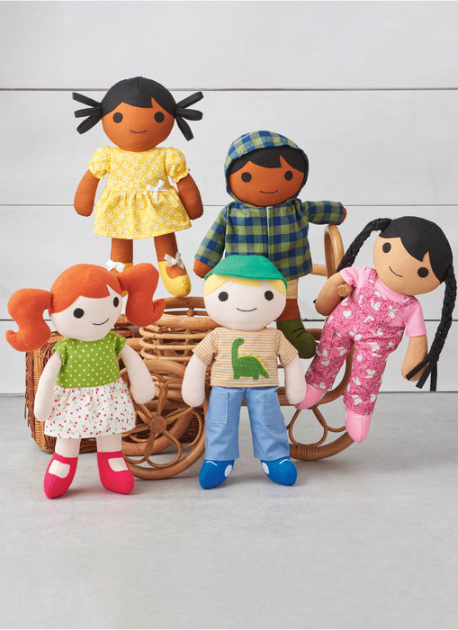 S9770 14 1/2" Cloth Dolls and Clothes by Longia Miller