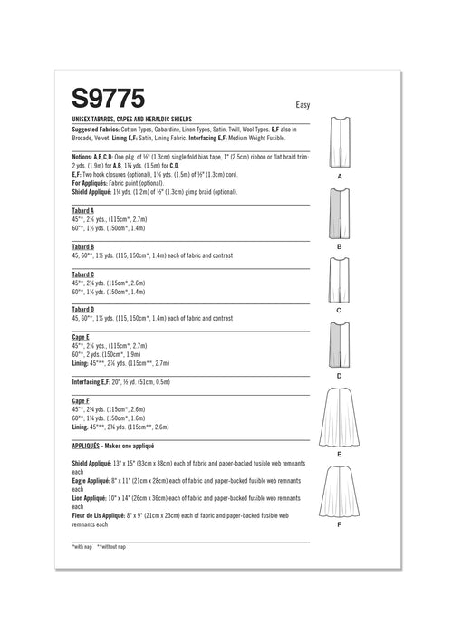 S9775 Unisex Tabards, Capes and Heraldic Shields