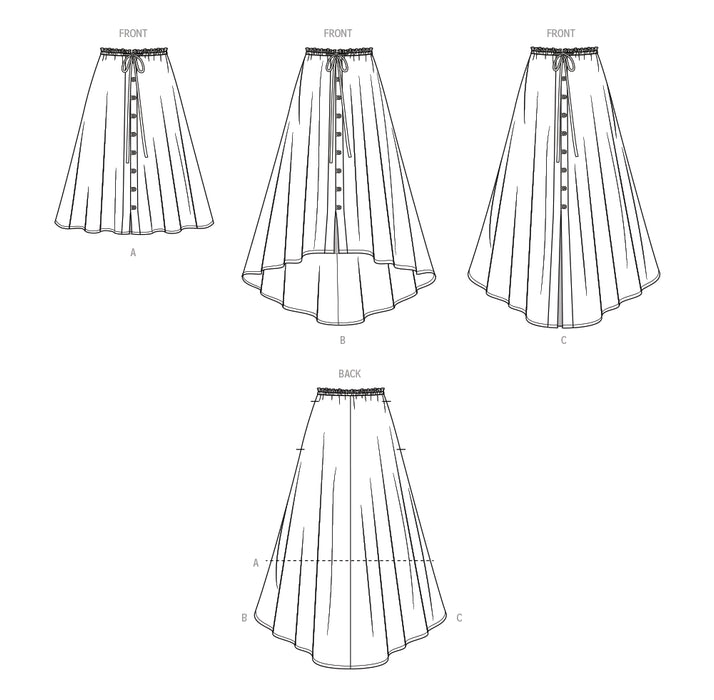 S9786 Misses' Skirt With Hemline Variations