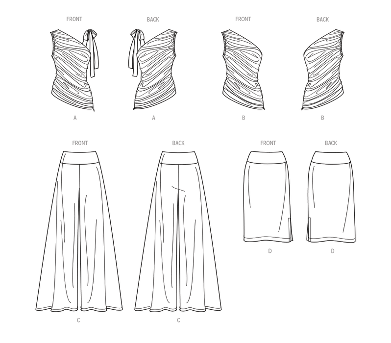 S9789 Misses Knit Tops, Pants and Skirt