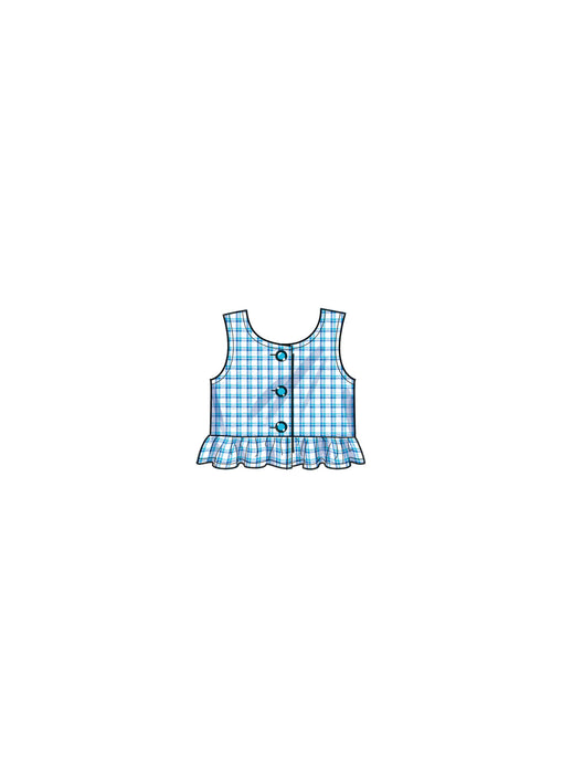S9797 Toddlers' Tops, Skort, Pants and Hat in Three Sizes