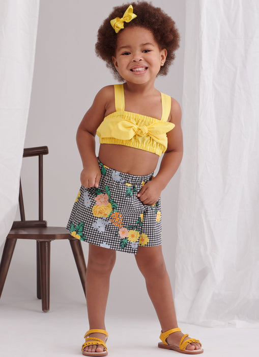S9797 Toddlers' Tops, Skort, Pants and Hat in Three Sizes
