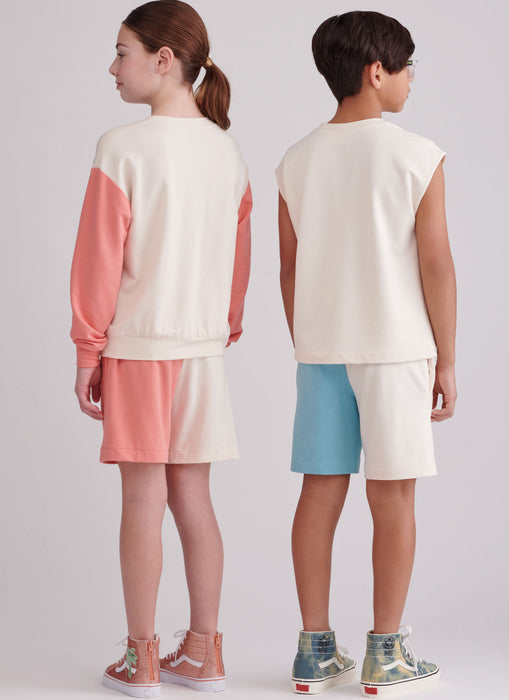 S9801 Girls' and Boys' Sweatshirts and Shorts