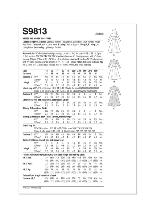 S9813 Misses' and Women's Costumes