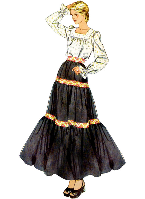 S9816 Vintage 1970s Misses' Blouse and Skirts