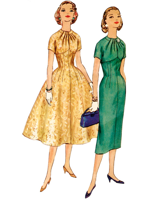 S9849 Vintage 1950s Misses' Dress with Skirt Variations