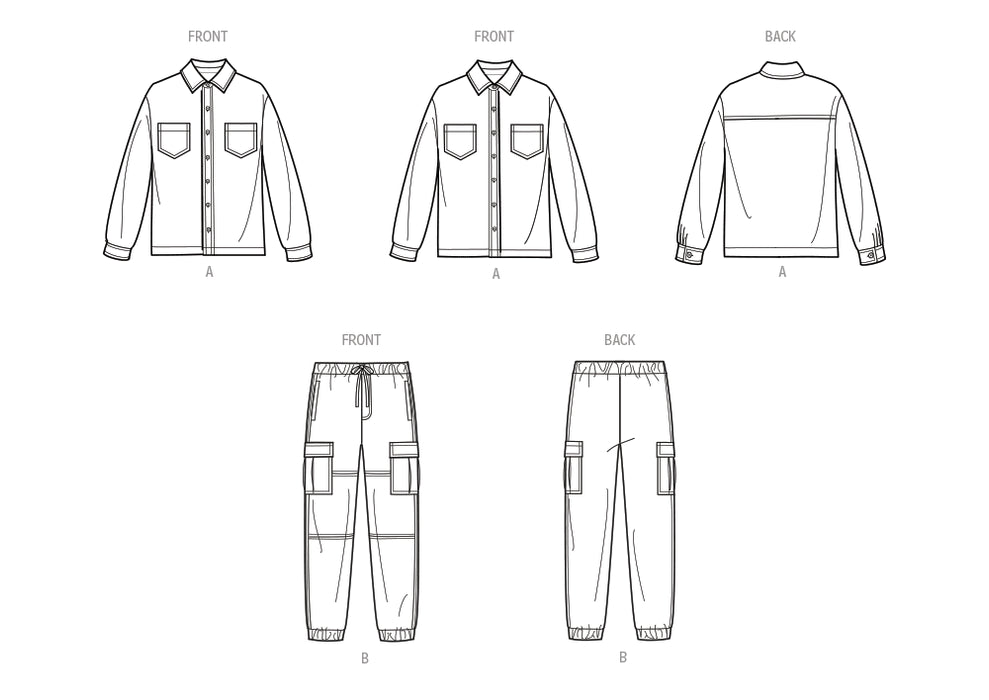S9864 Girls' and Boys' Shirt and Cargo Pants