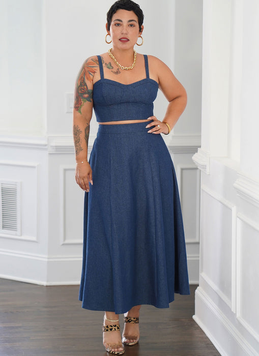 S9894 Misses' and Women's Top and Skirt in Two Lengths By Mimi G Style