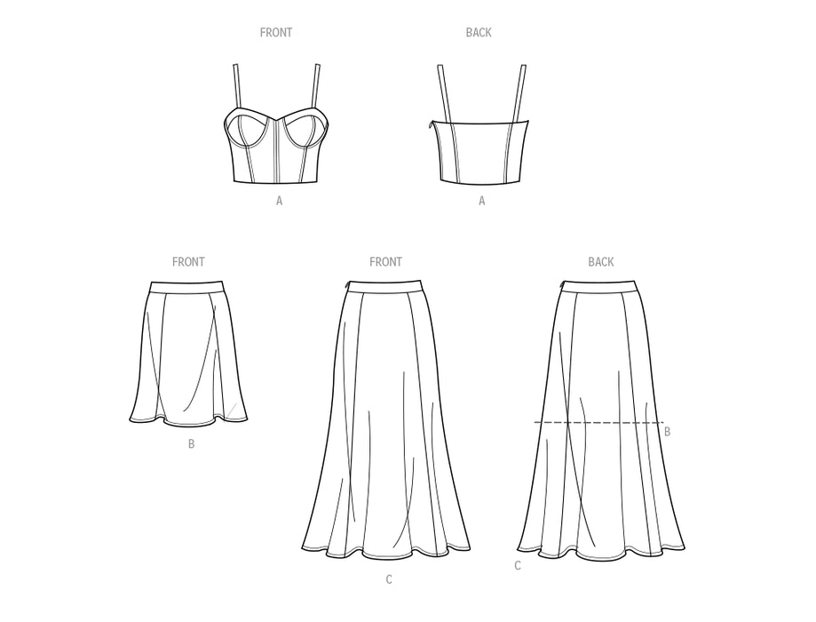 S9894 Misses' and Women's Top and Skirt in Two Lengths By Mimi G Style