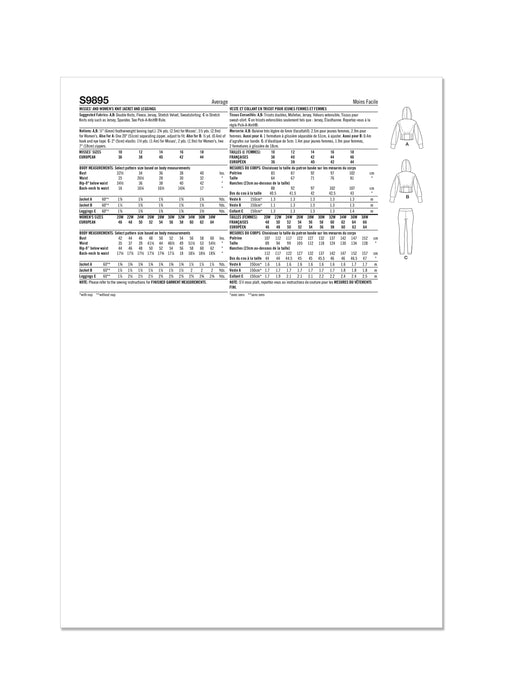 S9895 Misses' and Women's Jacket and Knit Leggings