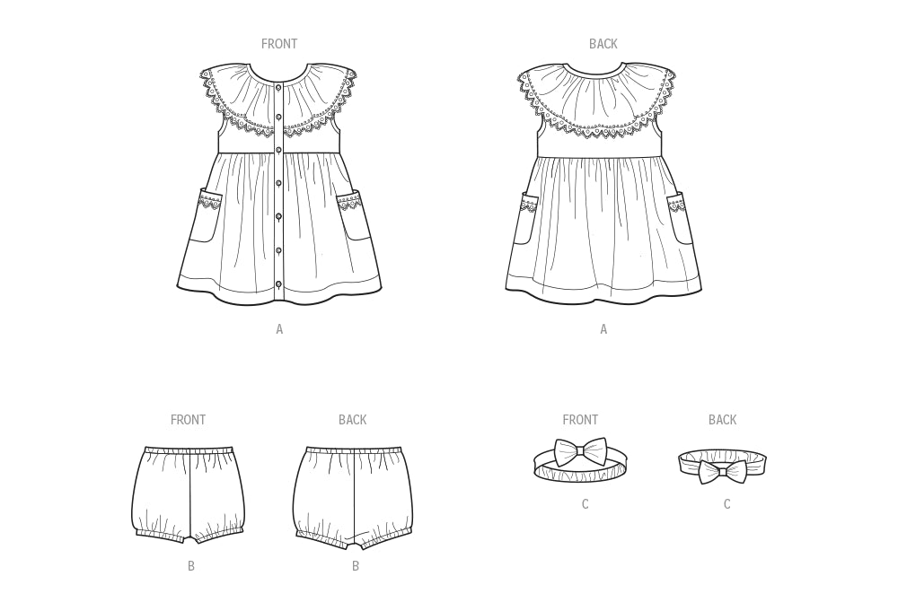 S9898 Babies' Dress, Panty and Headband