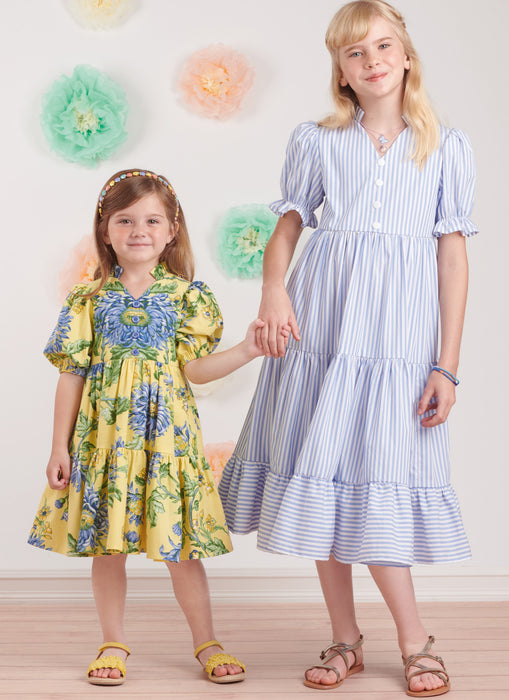 S9900 Children's and Girls' Dress with Sleeve and Length Variations