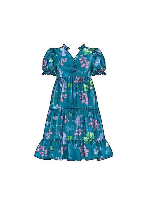 S9900 Children's and Girls' Dress with Sleeve and Length Variations