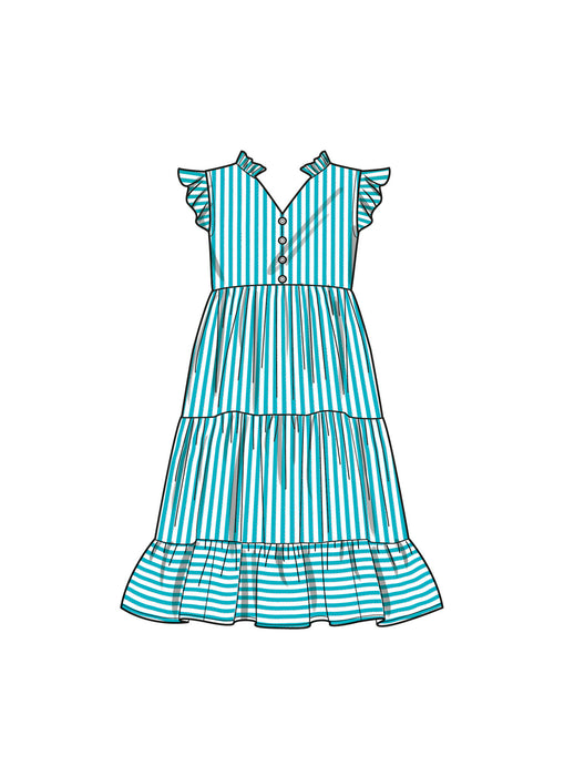 S9900 Children's and Girls' Dress with Sleeve and Length Variations