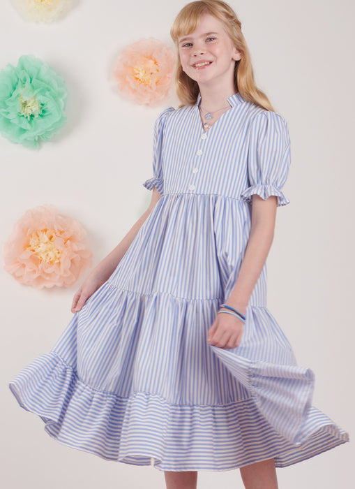 S9900 Children's and Girls' Dress with Sleeve and Length Variations