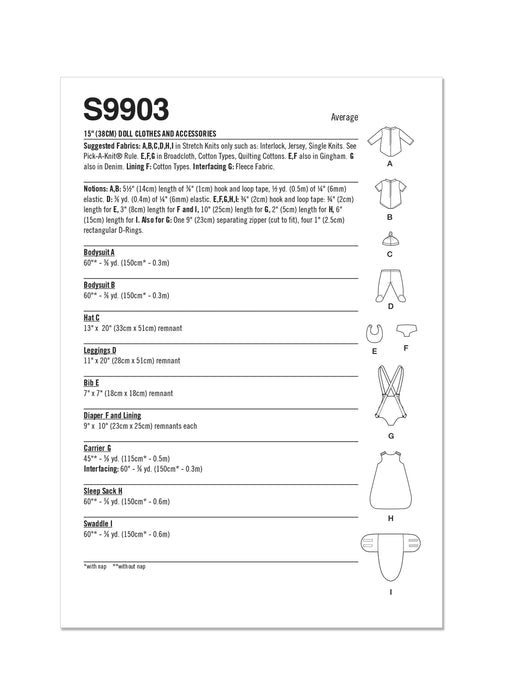 S9903 15” Doll Clothes and Accessories By Andrea Schewe Designs