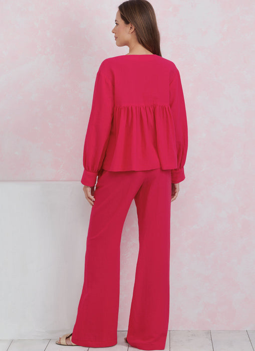S9928 Misses' Lounge Tops, Pants and Shorts