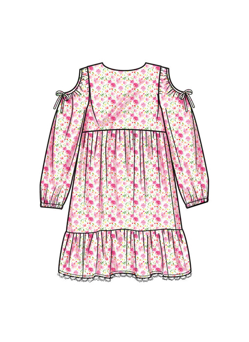 S9933 Children's and Girls' Dress with Sleeve Variations